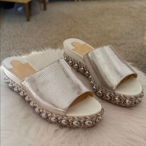 Christian Louboutin Metallic Slide Sandals